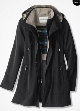 NEW COLDWATER CREEK BLACK ALL-SEASON JACKET WATER REPELLENT REMOVABLE LINING XL